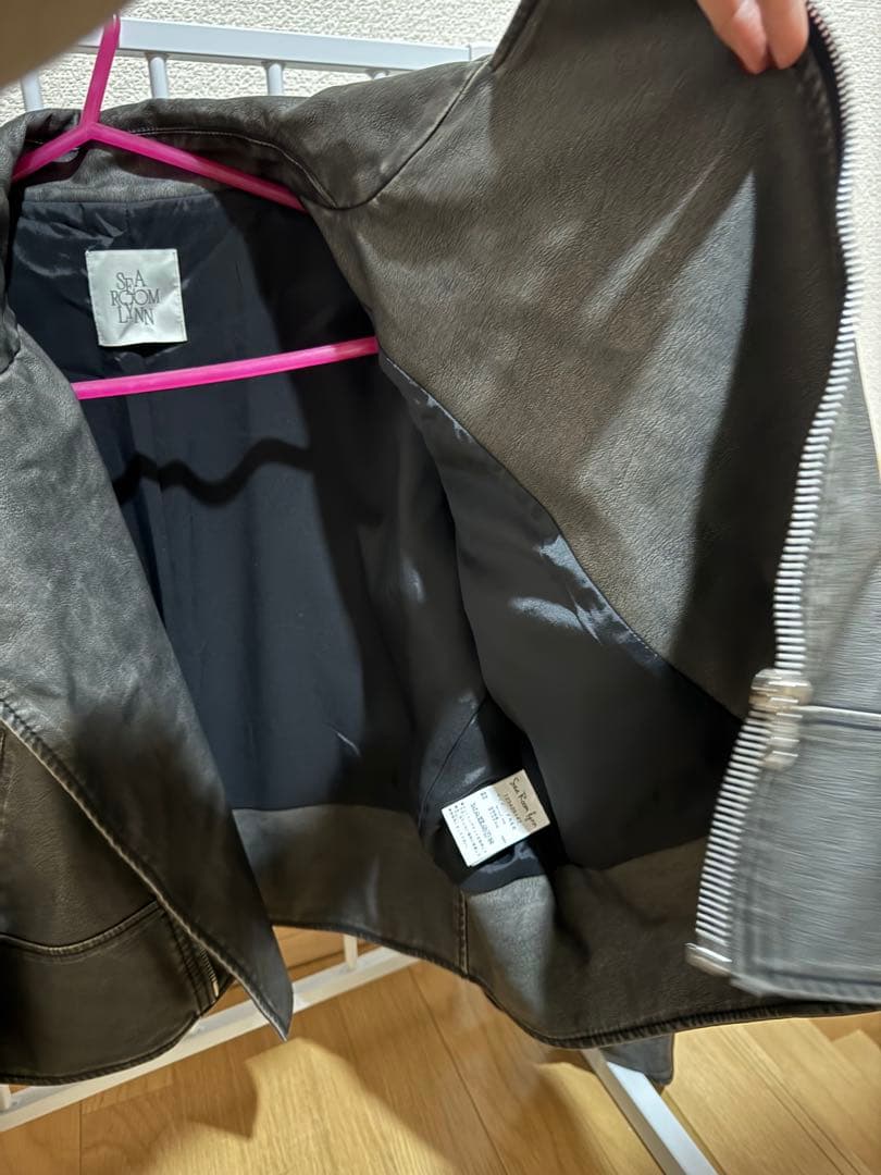 searoomlynn ヴィンテージウォッシュ ECOレザーライダースジャケット