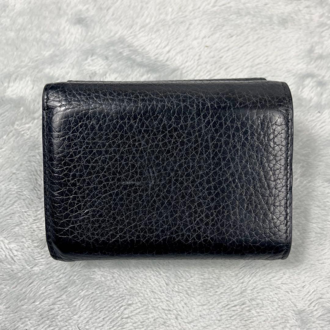 Prada プラダ ヴィッテロダイノ シボ 革 レター型 三つ折り財布 黒