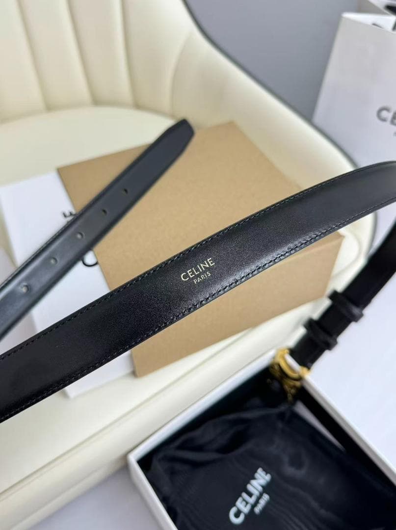 セリーヌ ベルト celine レディース 黒 ゴールドロゴ