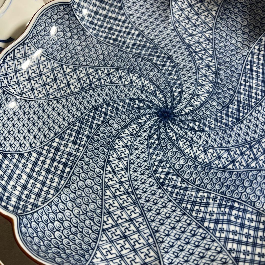 たち吉捻祥瑞 銘々皿揃5枚セット＋大皿1枚染付輪花皿　古伊万里八角皿中皿和柄
