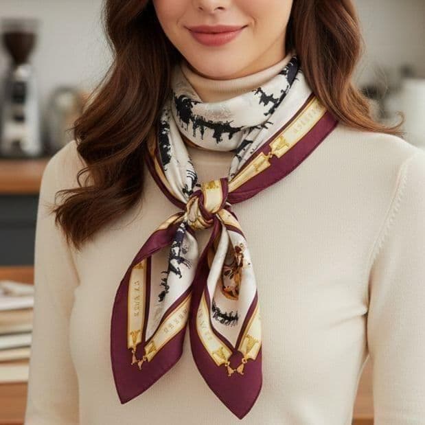 【美品】エルメスカレ90LeBoisdeBoulogneブローニュの森 ボルドー