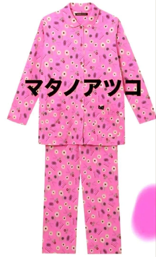 新品 マタノアツコ パジャマ ルームウェア 前開きMサイズ ピンク黒猫 たんぽぽ