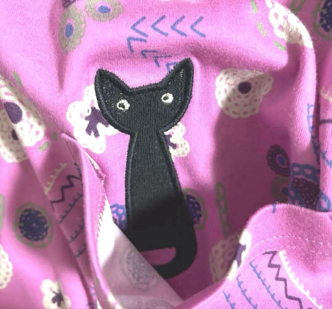 新品 マタノアツコ パジャマ ルームウェア 前開きMサイズ ピンク黒猫 たんぽぽ