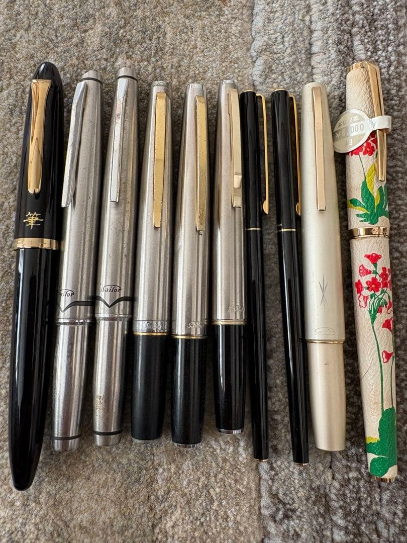 ジャンク品　sailor万年筆８本ボールペン１本 筆ペン１本 １０本まとめ売り