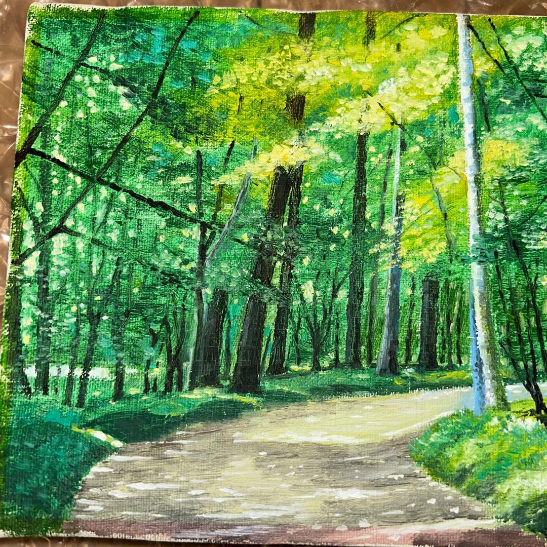 【作者不明】 軽井沢の朝 油絵/油彩/絵画/サインあり/額縁