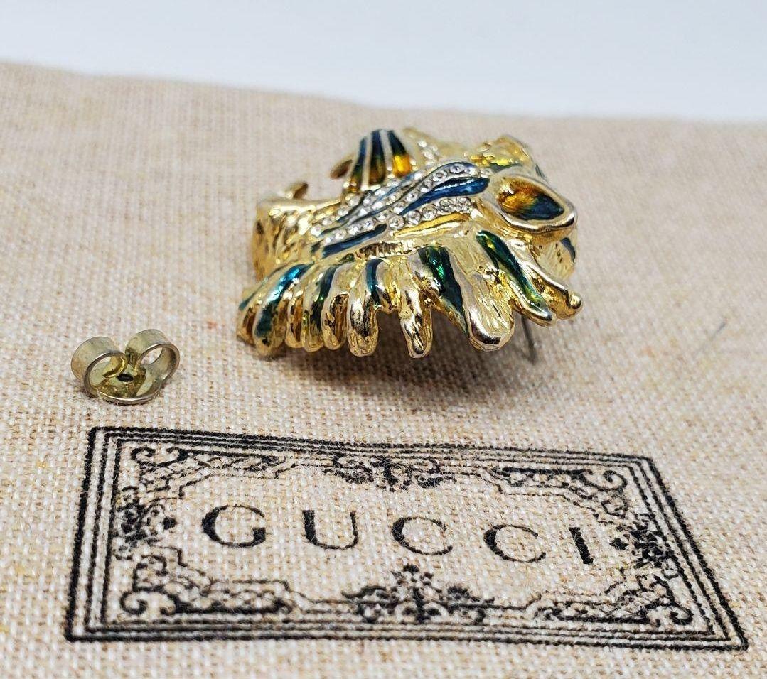 【超レア廃盤美品】GUCCI ビジュ ピアス タイガー ヘッド ラインストーン