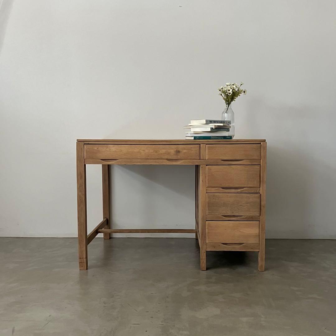 レトロ　アンティーク　古道具　古家具　剥離　ストリップド　机　テーブル　昭和