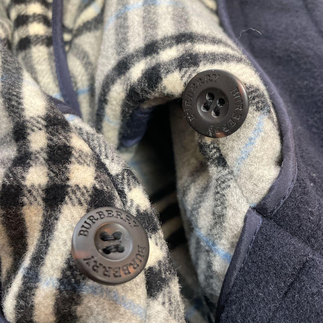 バーバリーロンドン ダッフルコート ネイビー ノバチェック XS相当　140cm