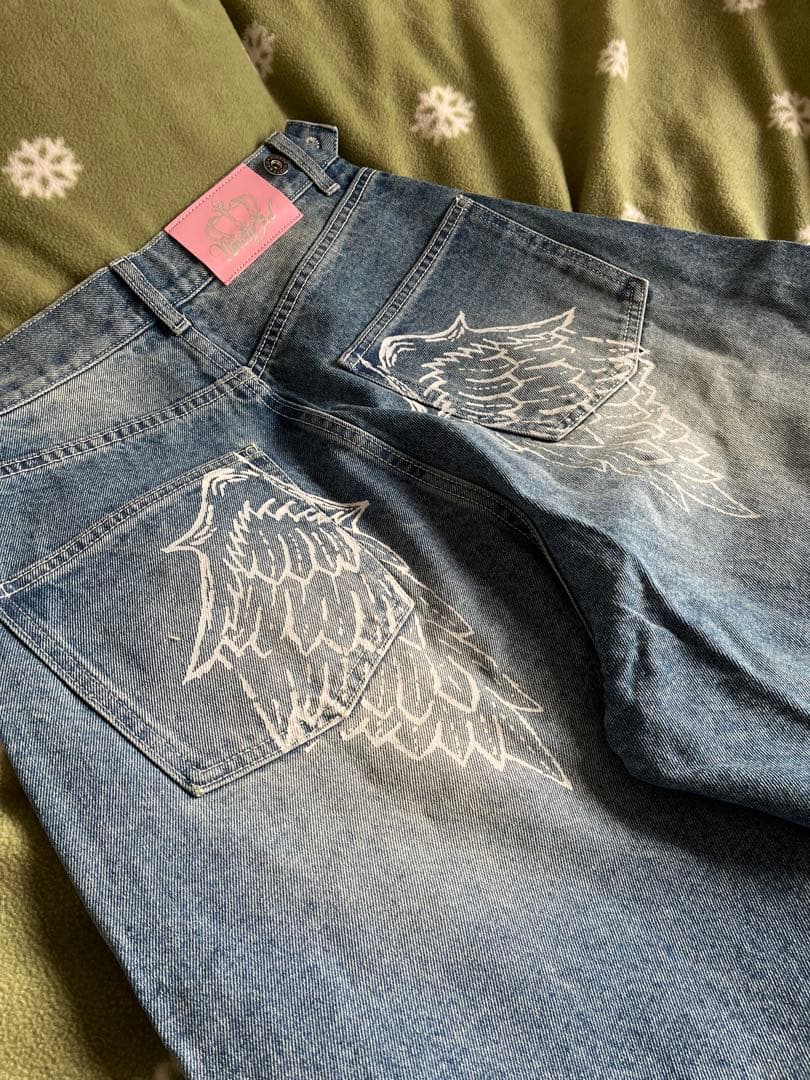 完売品 9090 Feather logo Buggy Denim Pants