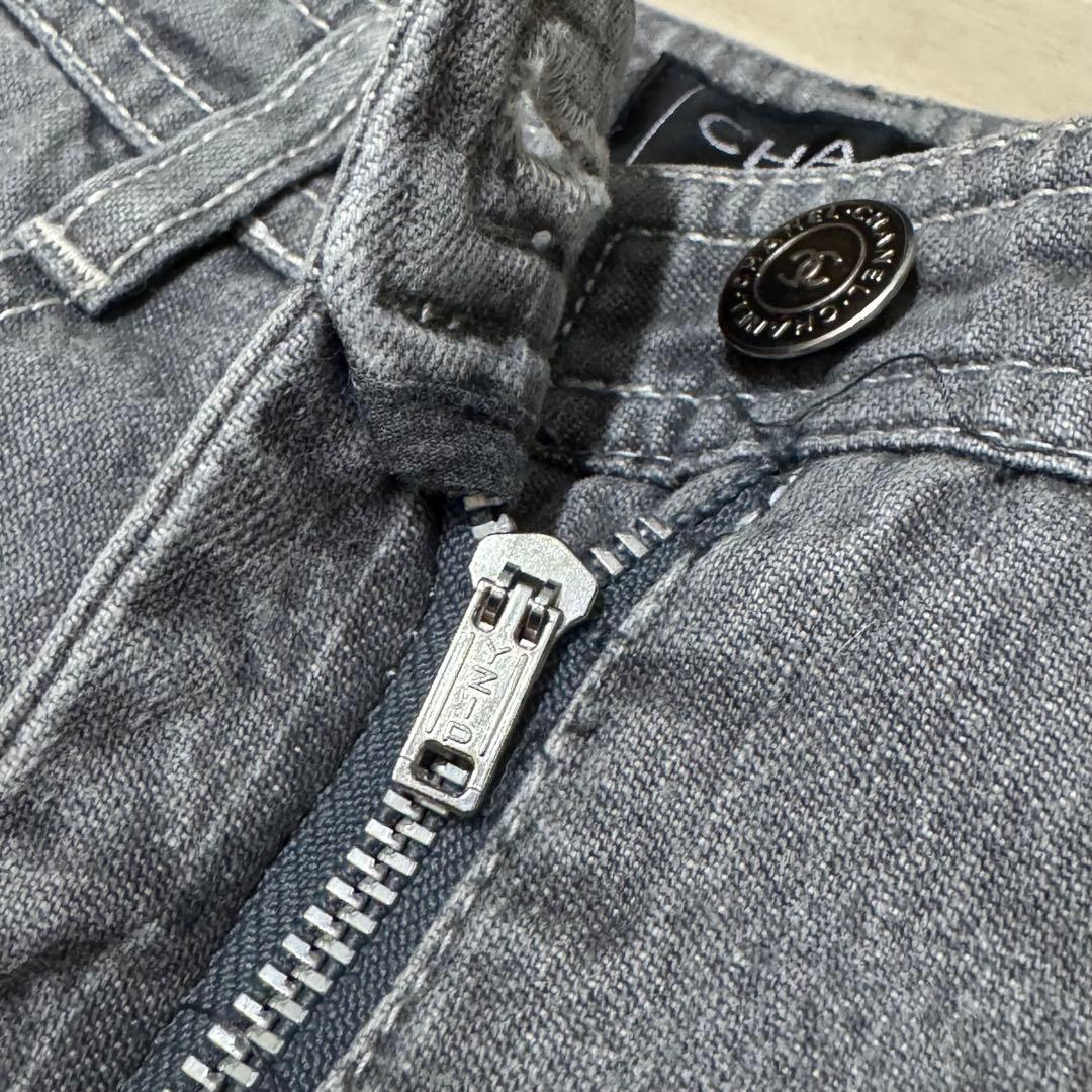 chanel デニム フレアパンツ ココマーク ラインストーン
