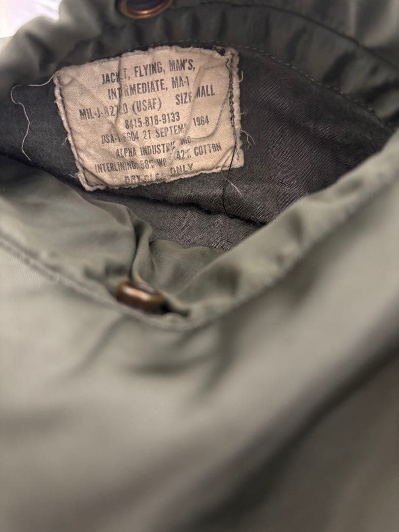 服*助様 60s MA-1 MIL-J-8279D 1964年 ALPHA社