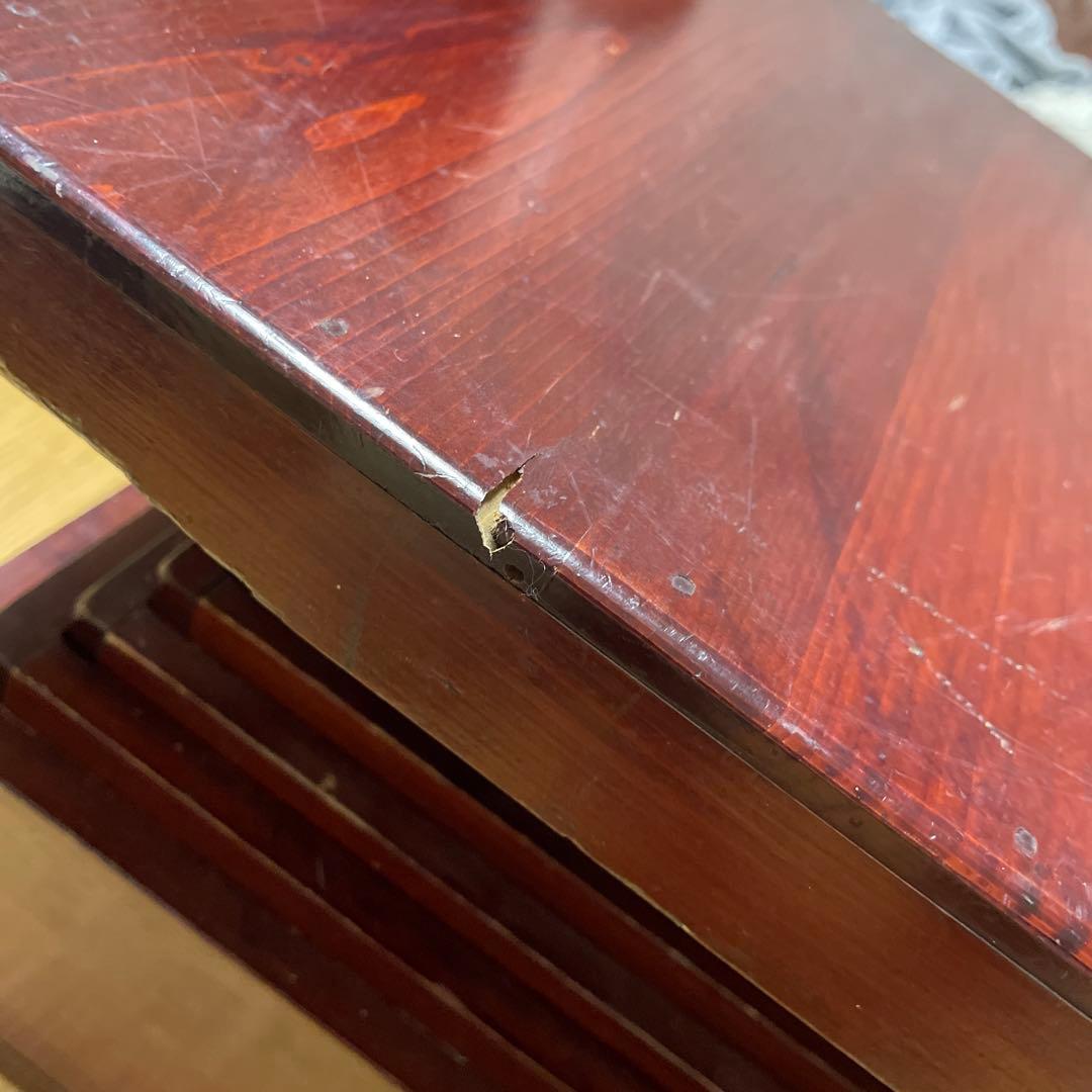 漆塗り　入れ子　7段　木箱　7個組　昭和レトロ　アンティーク　蓋付　ヴィンテージ