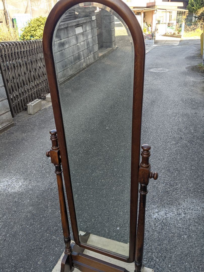 カリモク　アンティーク　ミラー　スタンドミラー
