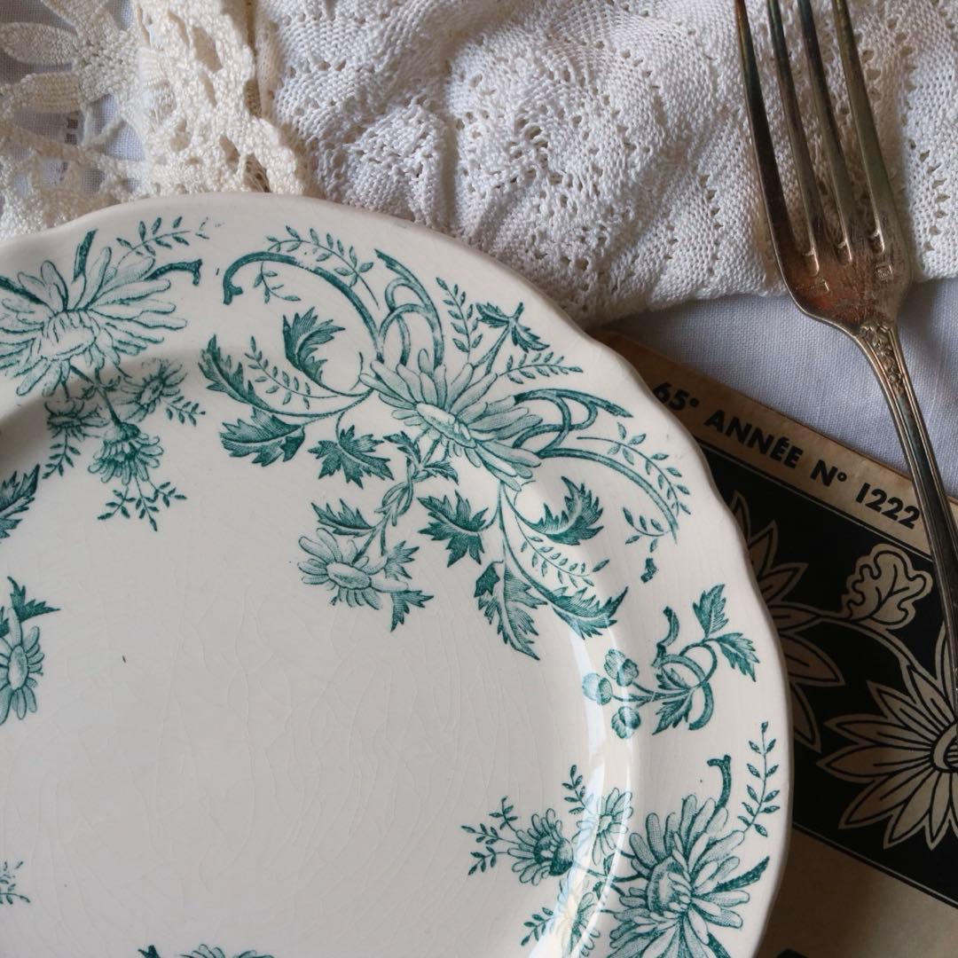 LONGCHAMPS デイジー　ブルーグリーン　デザート　プレート　フランス