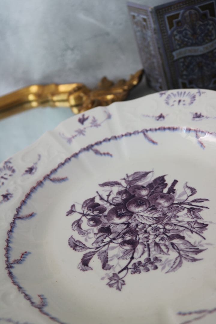 1890年代製 フランス クレールフォンテーヌ窯のポンパドゥールプレート33cm