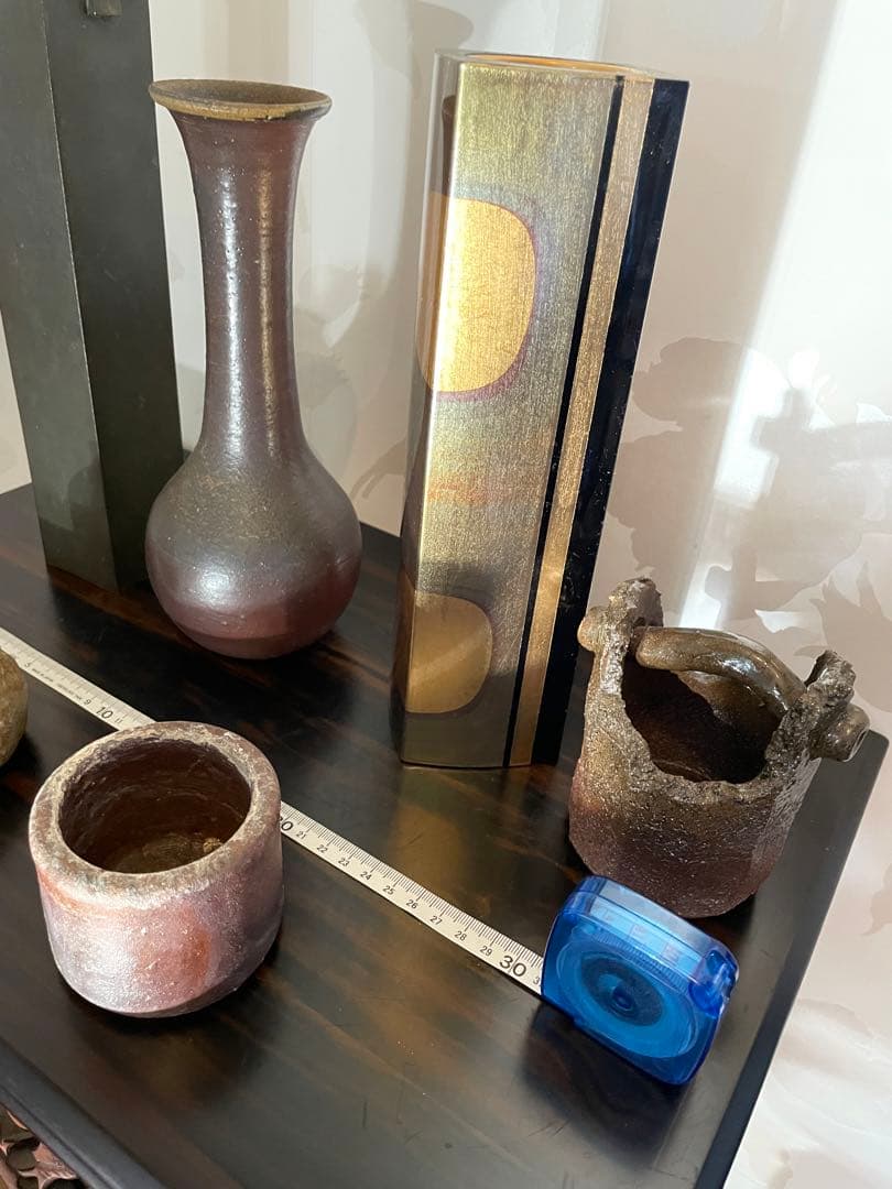 備前焼　鉄製　花瓶・花器6点セット
