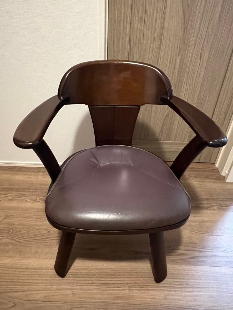 ナガノインテリア　回転ブラウンアームチェア 木製フレーム