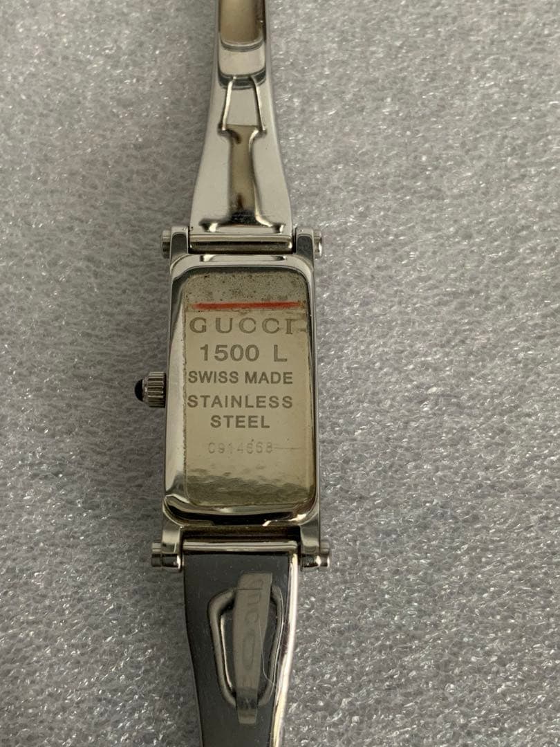 t GUCCI 1500L スクエア　ピンクシェル　バングルウォッチ中古品