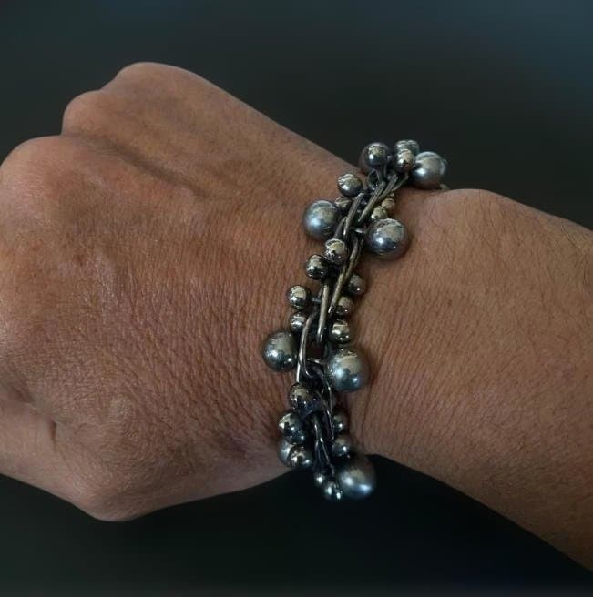 Vintage メキシコ シルバー パール DNA ブレスレット 8mm玉