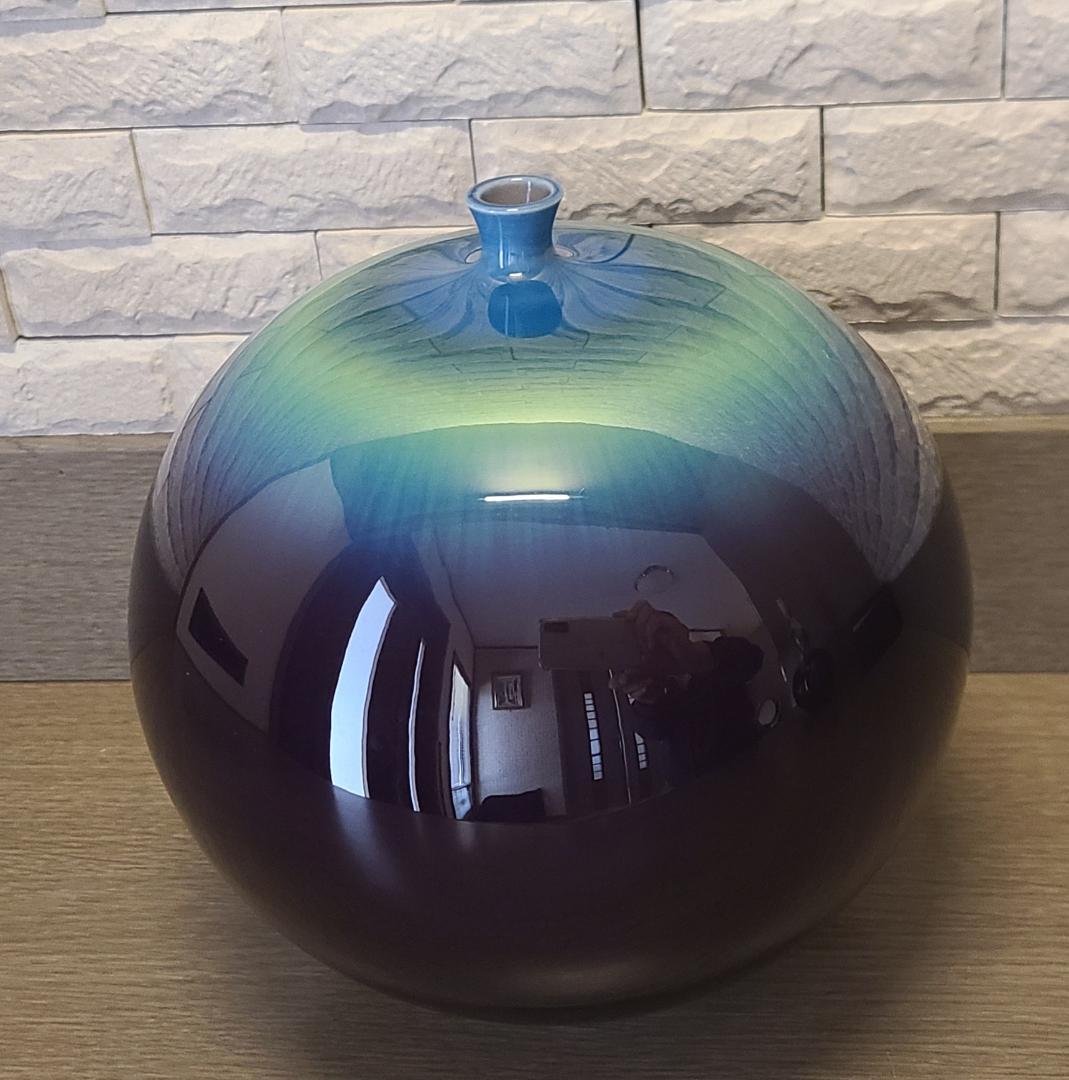 人間国宝 三代 徳田八十吉 耀彩壷 九谷焼 花瓶 共箱