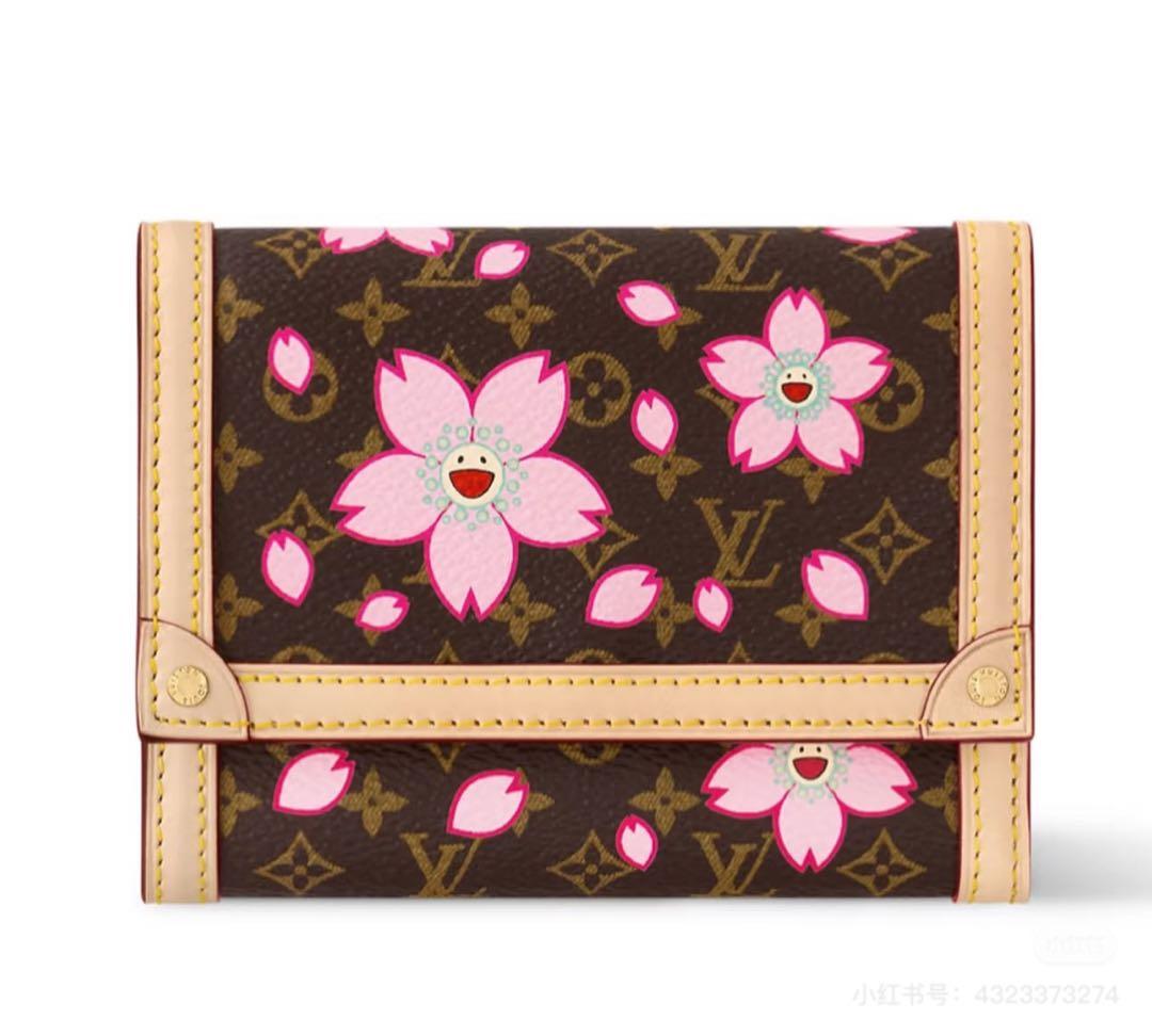 LV×TMサクラ 桜 村上隆 サクラブラウン マルチカラー 財布 三つ折り財布