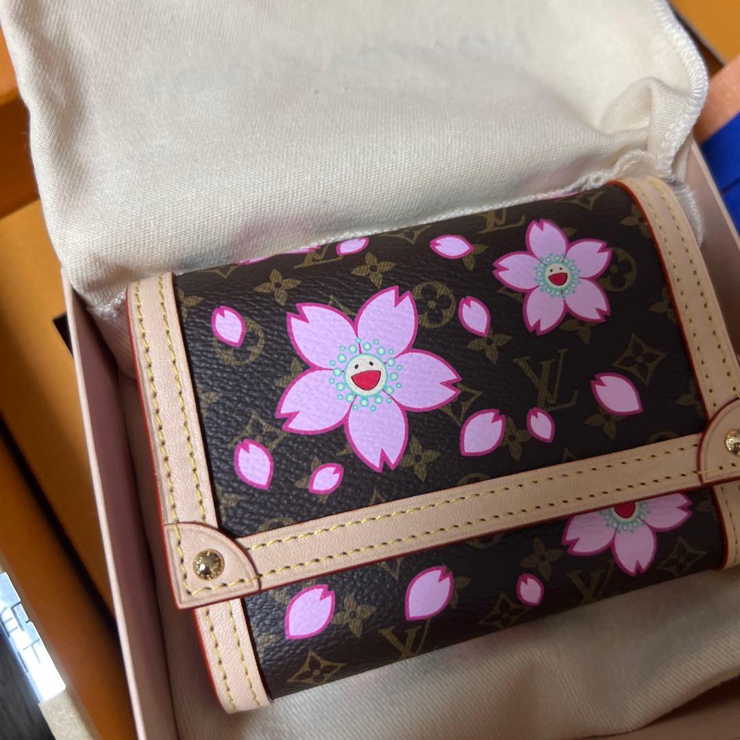 LV×TMサクラ 桜 村上隆 サクラブラウン マルチカラー 財布 三つ折り財布