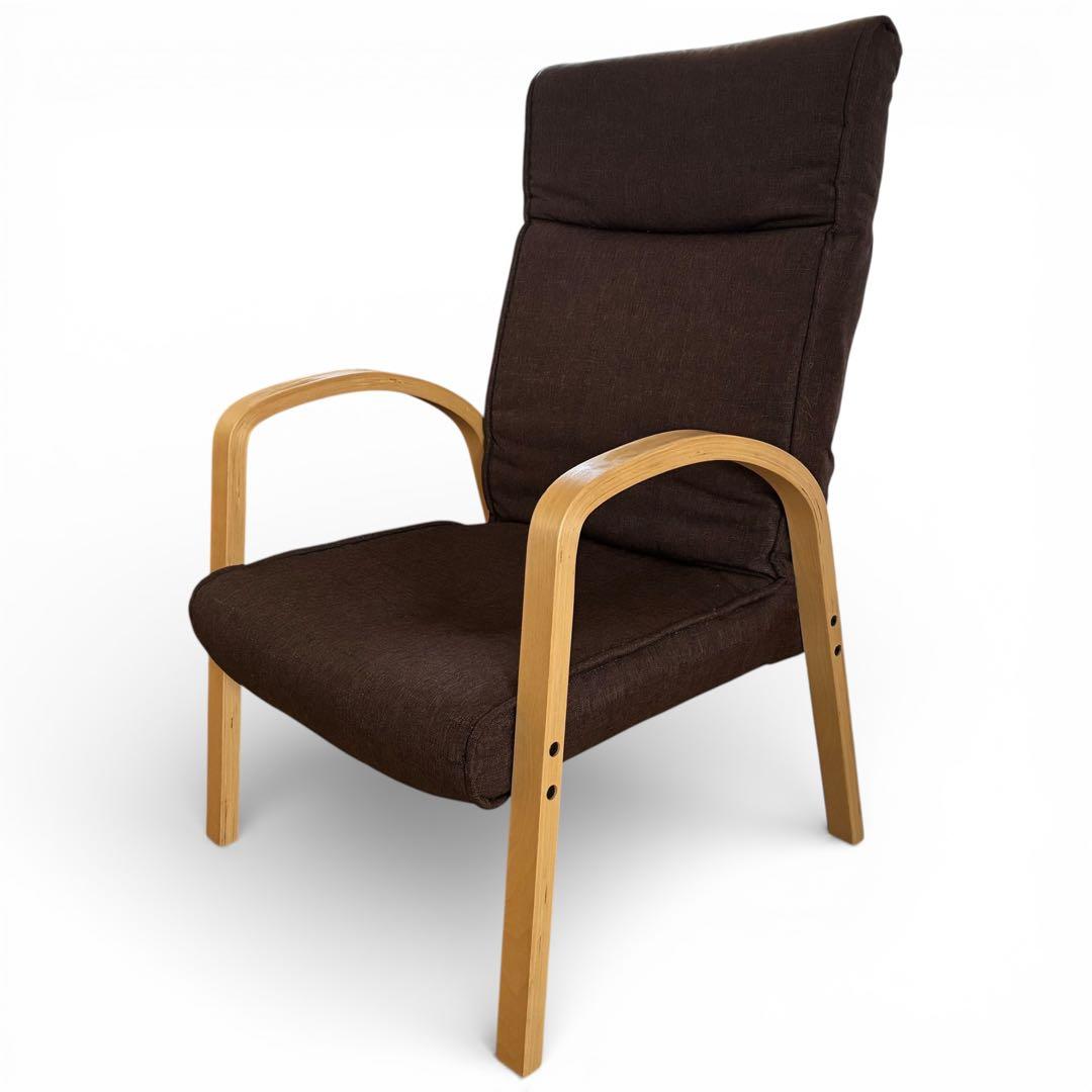 ドウシシャ　アーム付き座椅子　ブラウン　布地　リクライニングチェア