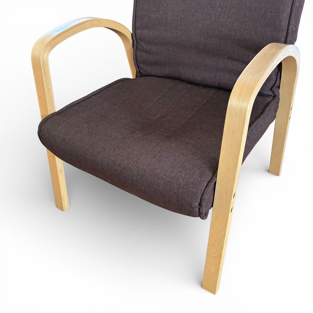 ドウシシャ　アーム付き座椅子　ブラウン　布地　リクライニングチェア