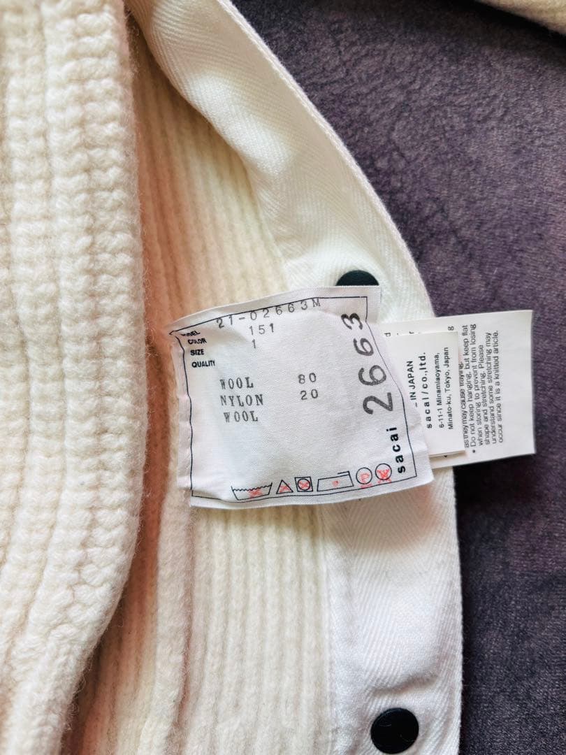 sacai 21-02663ニット アイボリー サイズ1