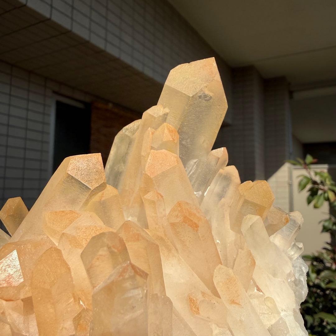 自然色　水晶クラスター　ピンク　オレンジ 748g 水晶　原石　自然石P⑤