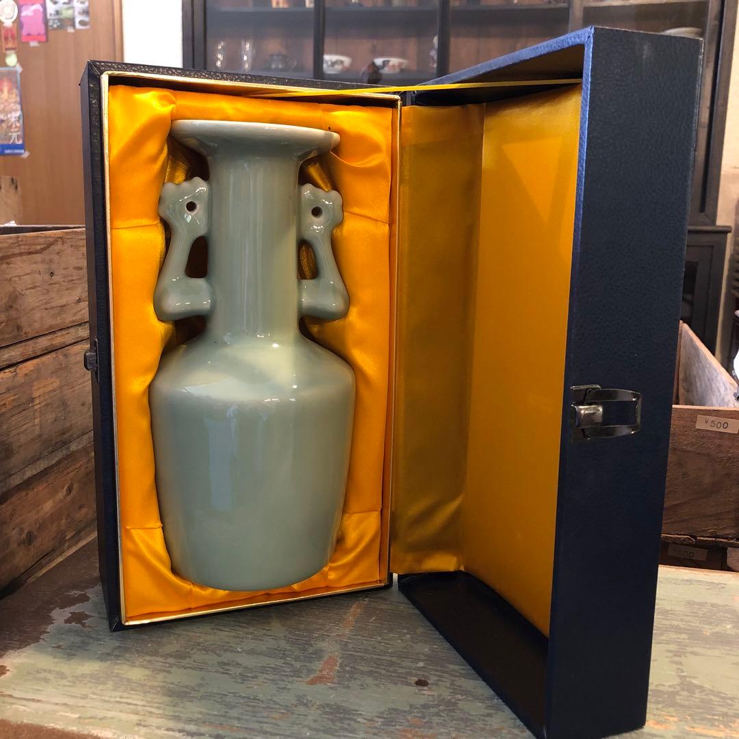 仿宋青磁鳳凰耳瓶 花瓶 共箱