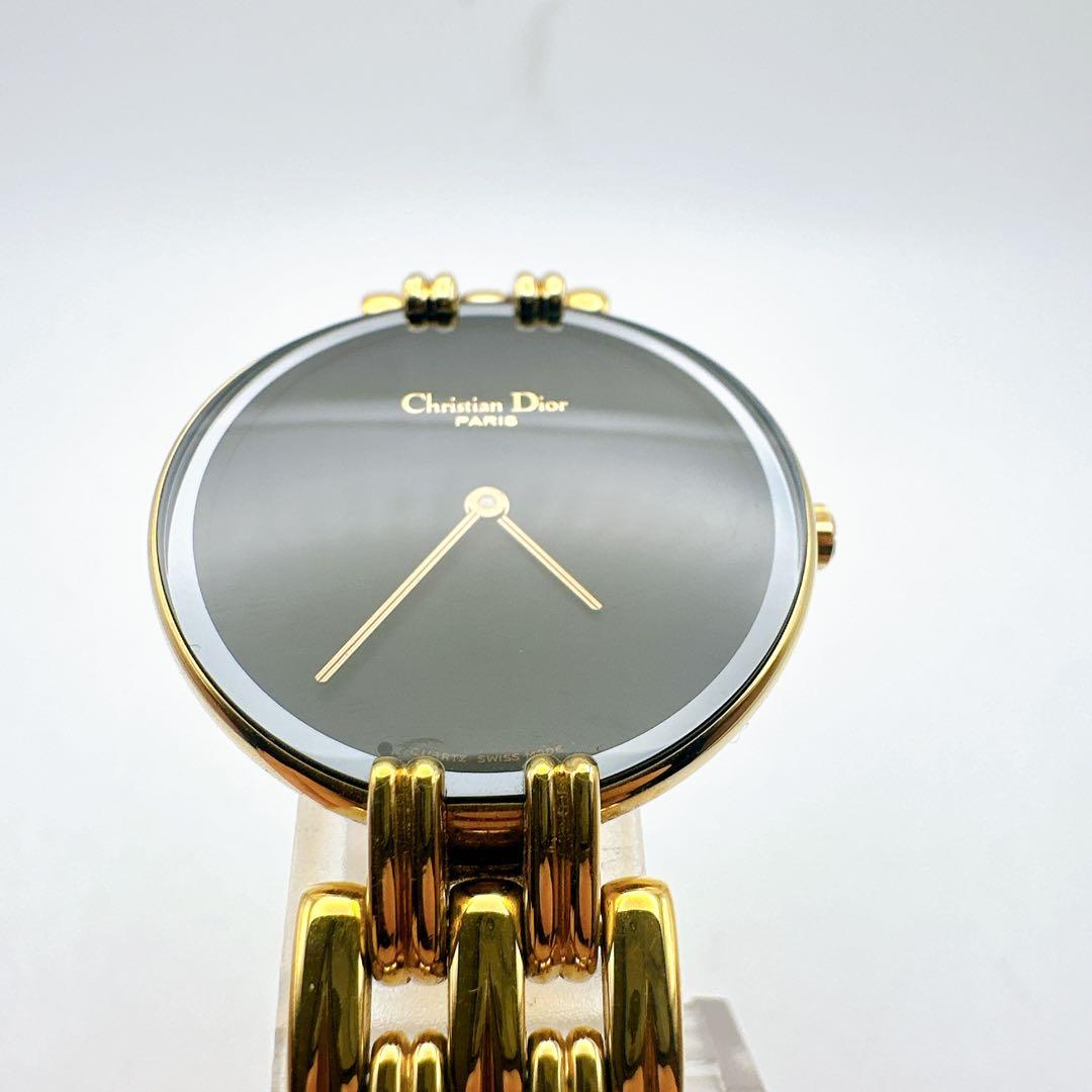 美品 稼動品 クリスチャンディオール バギラ ゴールド 黒文字盤