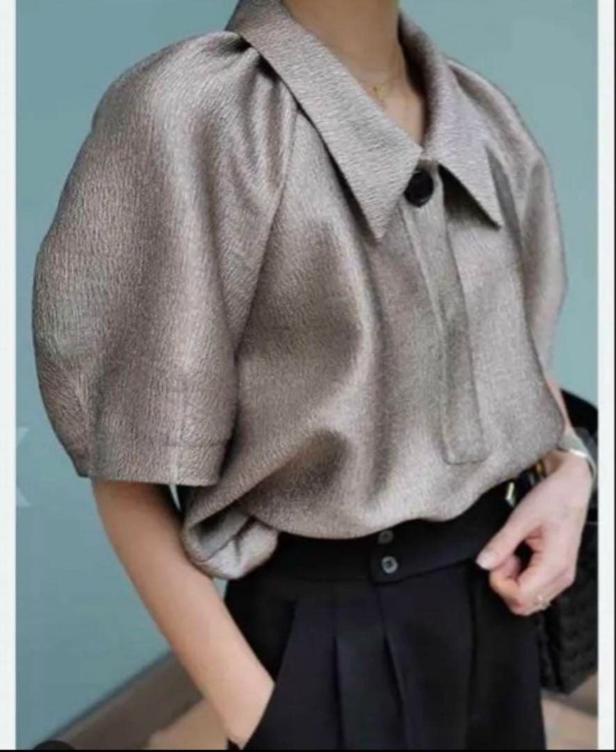 machatt メタリックパフスリーブブラウス