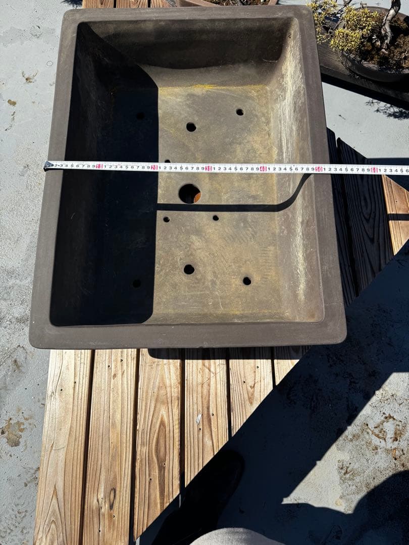 陶器製 盆栽鉢 ダークブラウン 大きめ　22号