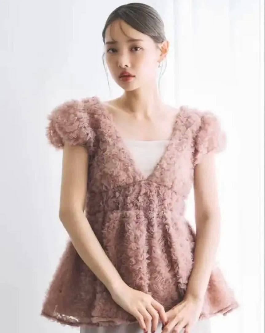 polaura ポローラ フラワーペプラムチュニック ピンク