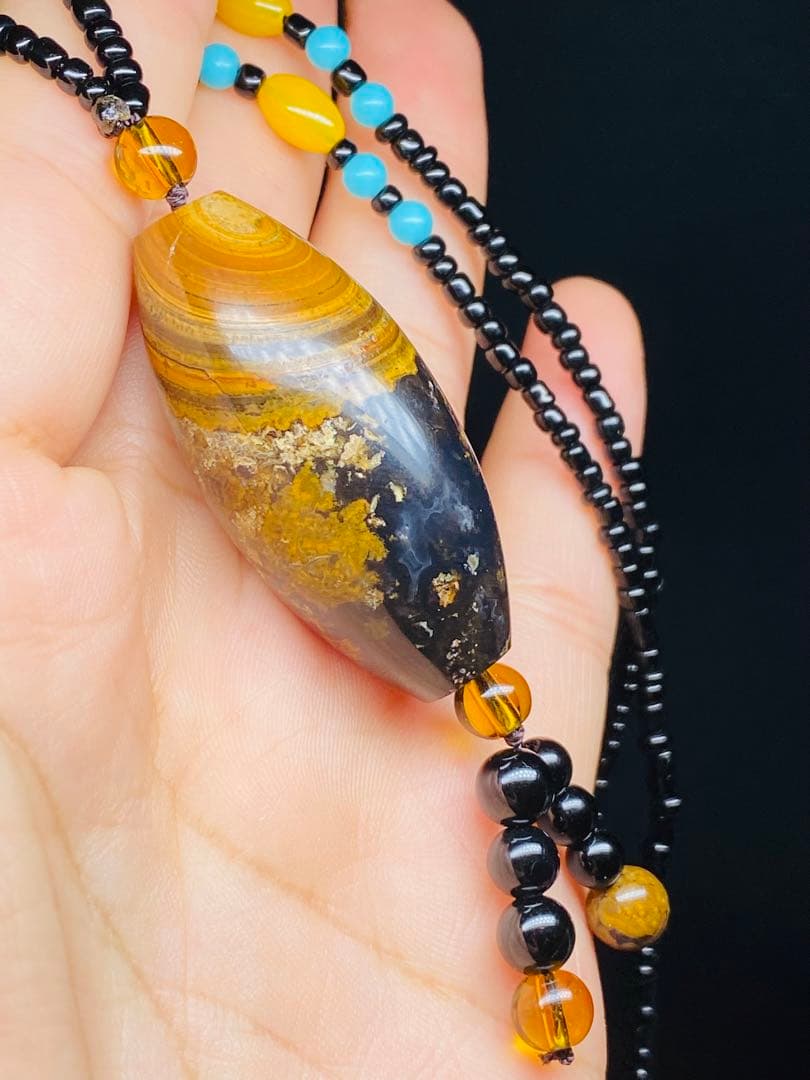 ニ龍眼天珠 蒙天珠 天珠 長寿自然　栄達栄進　自然に作られた老天珠 老鉱天珠