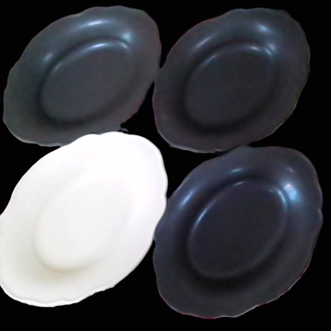awabi ware 4点（黒3白1）カレー皿 あわびウェア 雲形