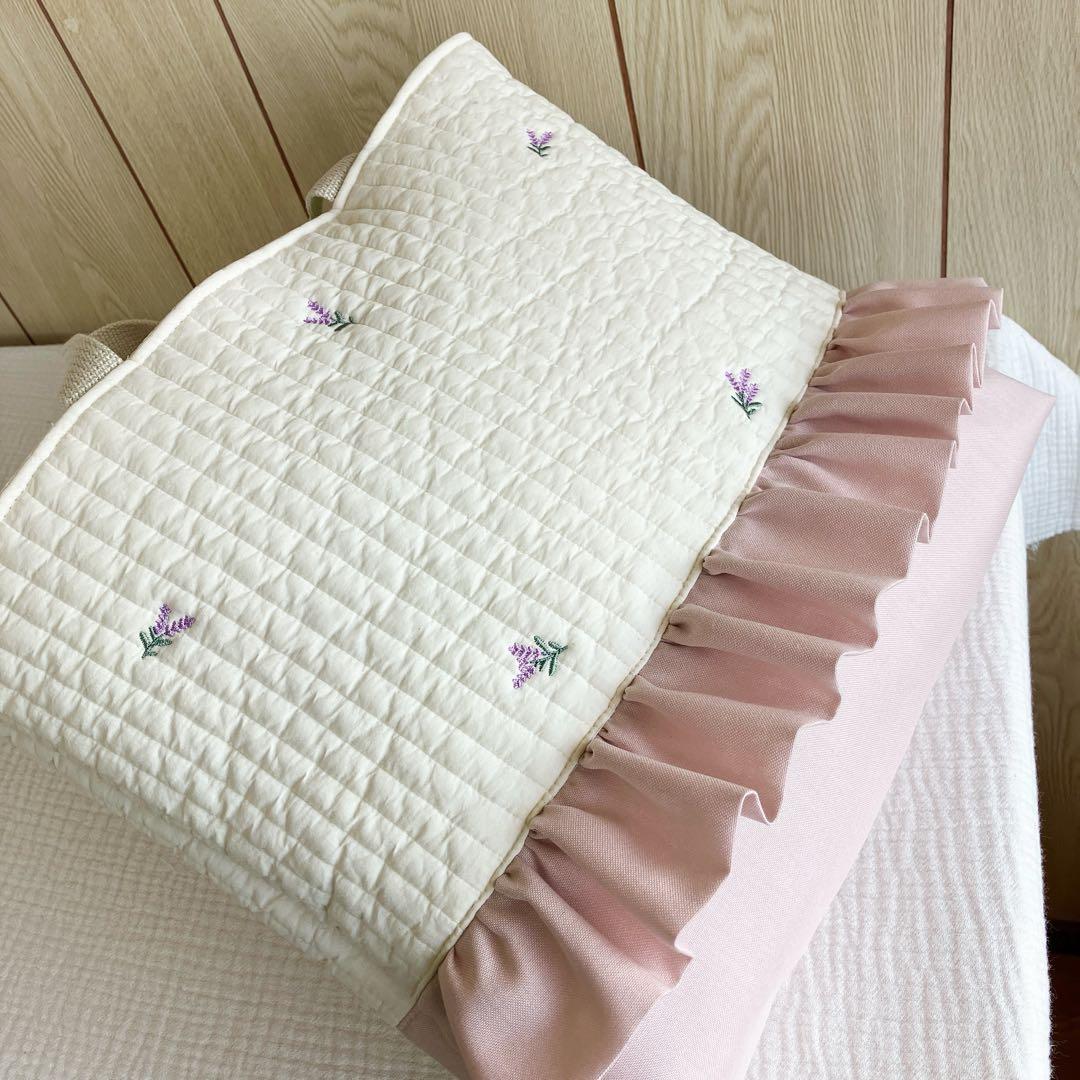 ヌビ　A4 トート　レッスンバッグ　ピンク　イブル　ラベンダー　花　紫　パープル