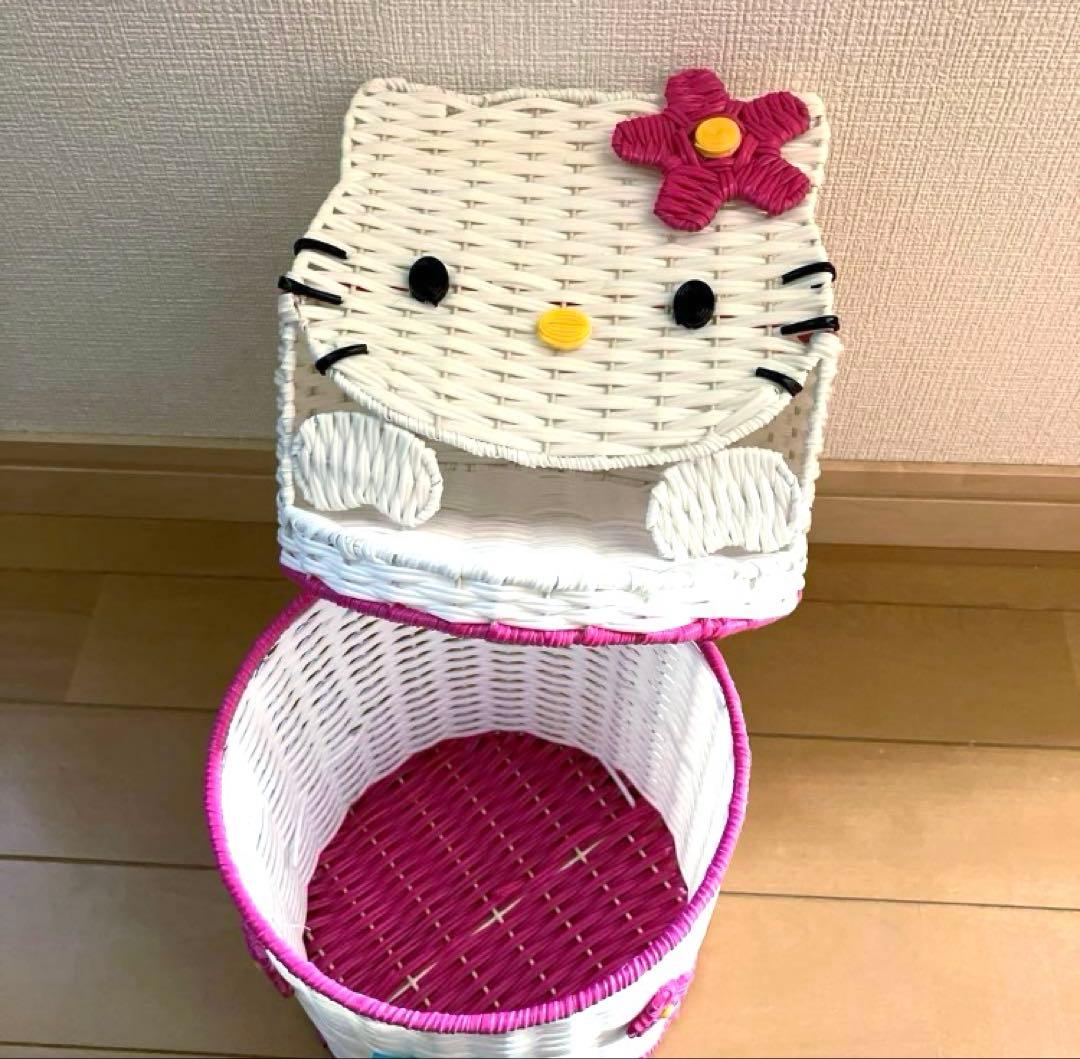 キティ 藤風カゴ 小物入れ 編みかご 激レア 当時物 平成レトロ レトロ