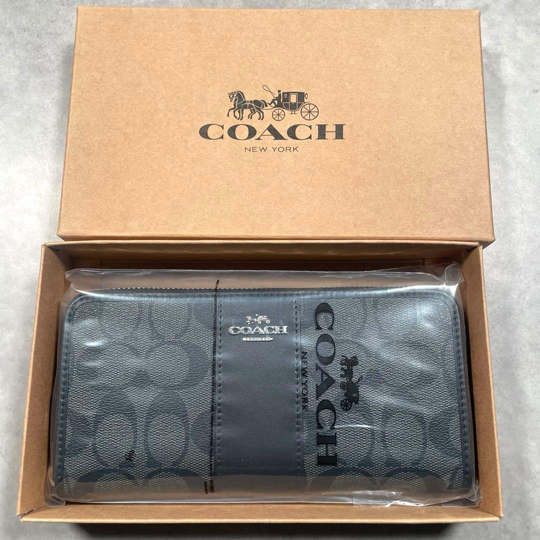 COACH コーチ 長財布 F54630 黒 ブラック ラウンドファスナー