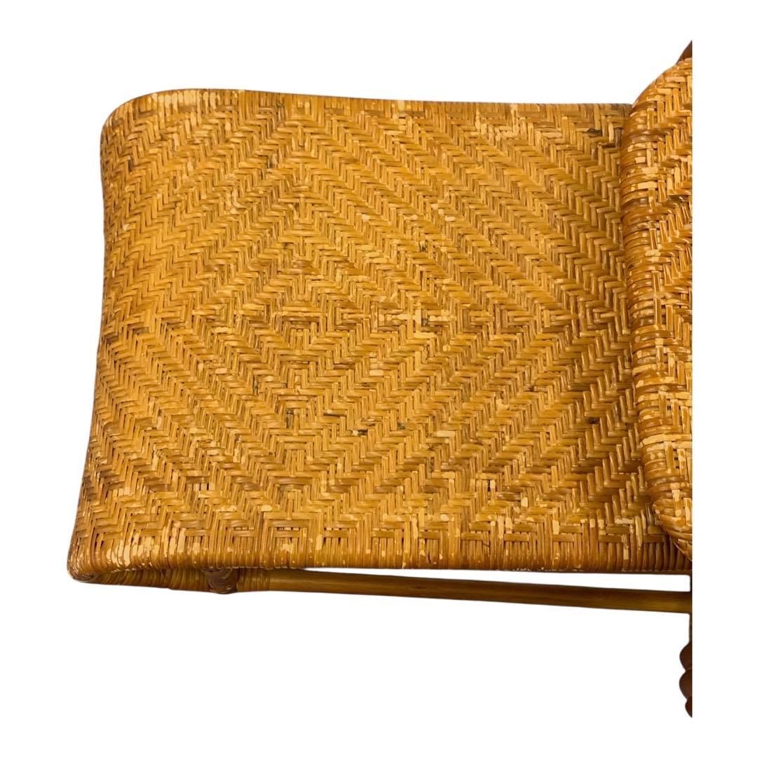 希少 ラタン製 リクライニングチェア オットマン付｜籐家具｜