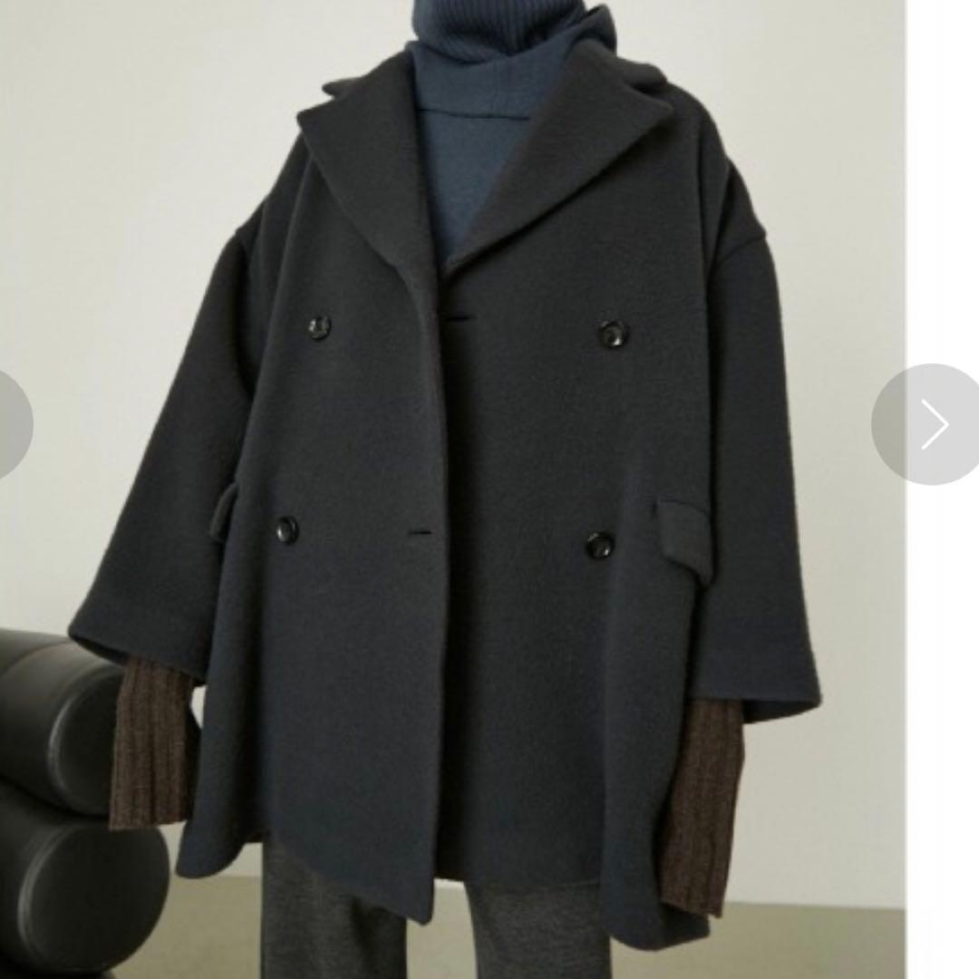 リムアーク　ワイドダブルブレストコート　チェスターコート　ブラック