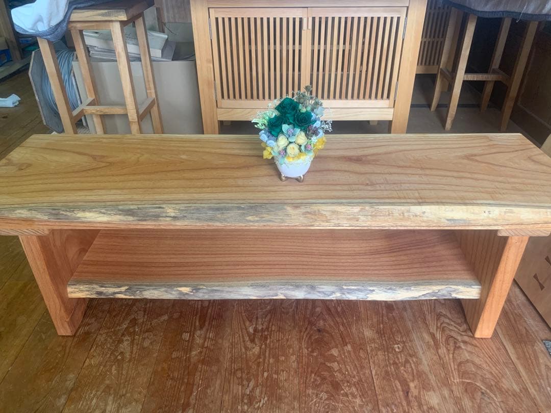 送料込、長期保管セール品♦︎無垢材(栴檀)サイドテーブル、TVボード