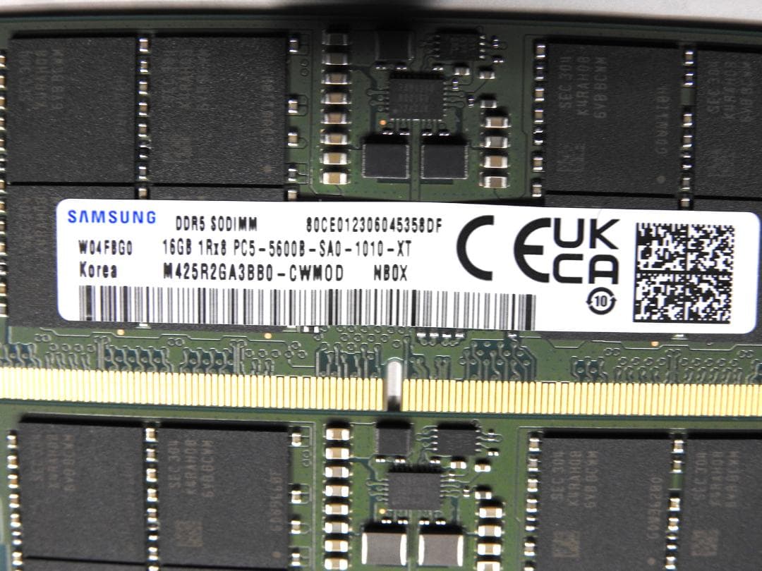 メモリー　ノートPC用SAMSUNG　DDR5　16GB×２枚＝32GB