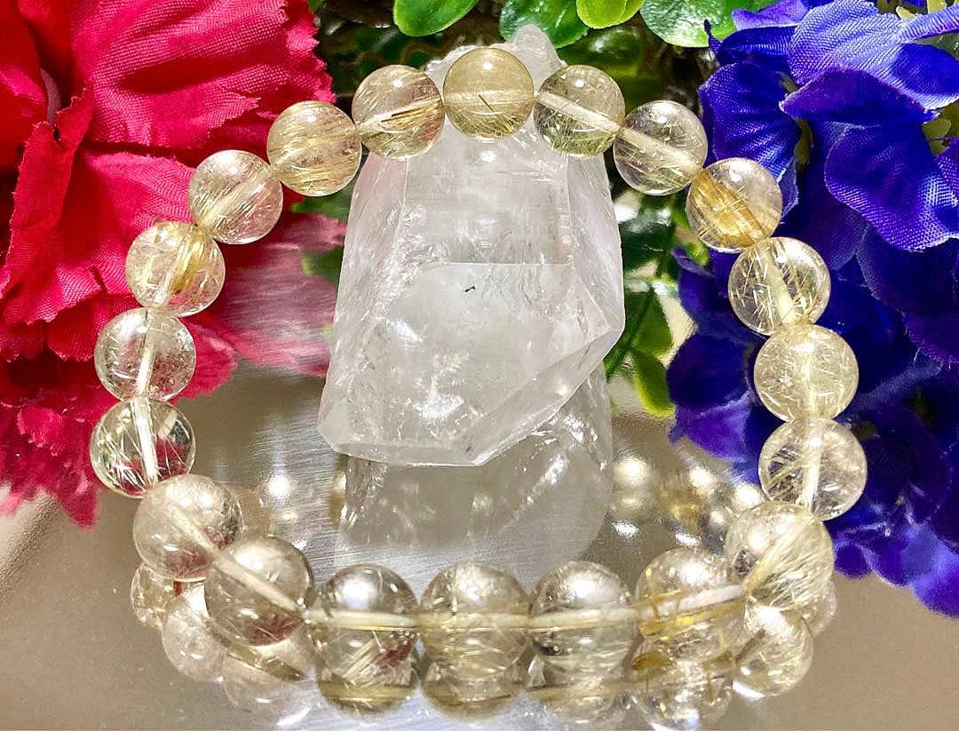 虹　最高品質　天然石の王者　ナチュラルフュージョンゴールドルチルクォーツ