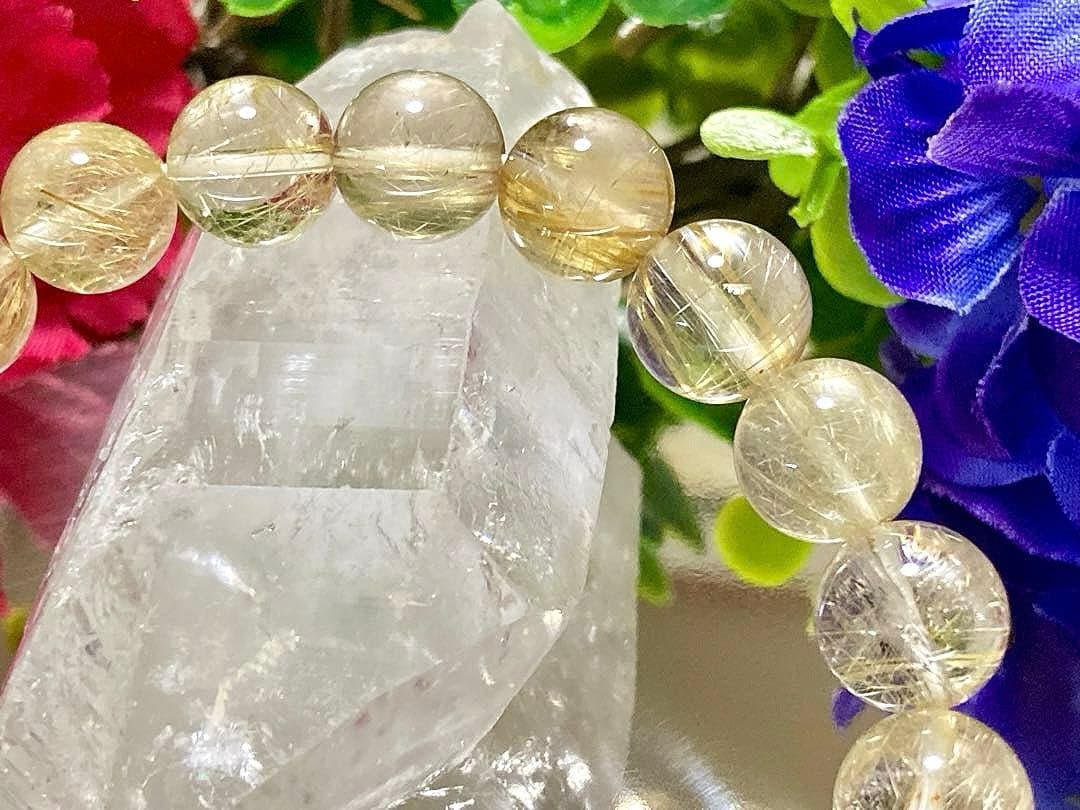虹　最高品質　天然石の王者　ナチュラルフュージョンゴールドルチルクォーツ