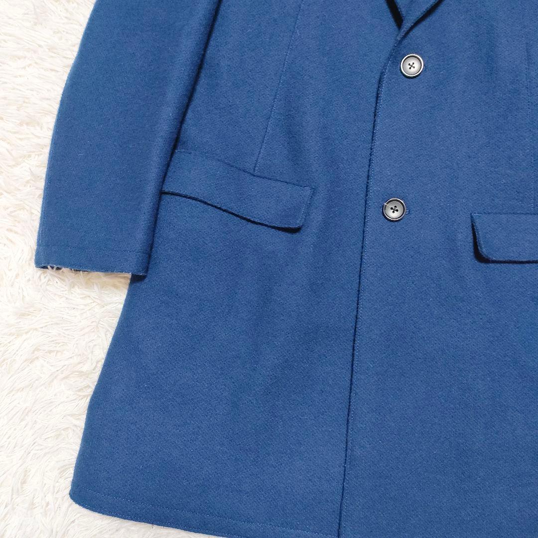 トゥモローランド　チェスターコート　中綿　暖かい　カジュアル　青　ブルー　メンズ
