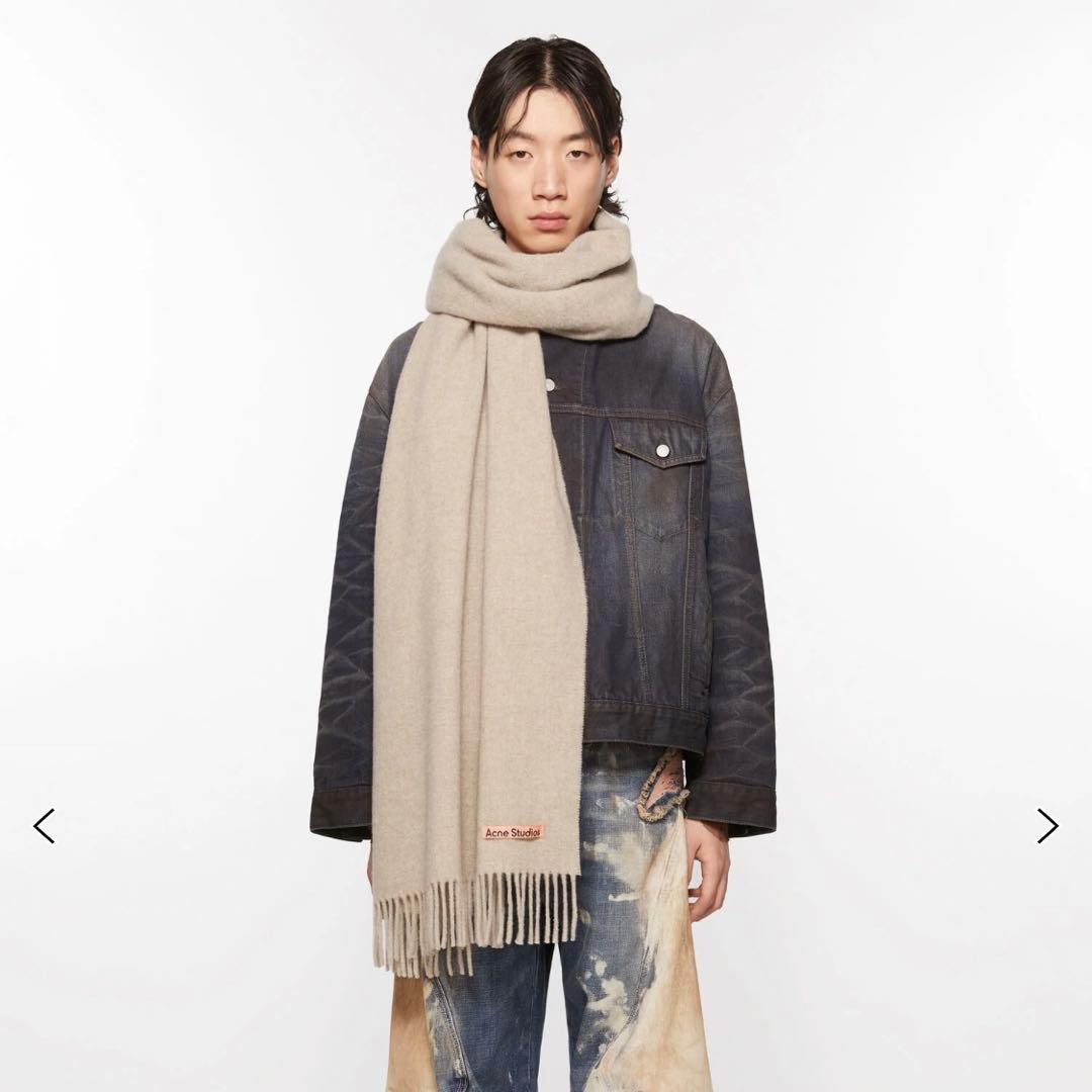 【Acne Studios】 フリンジウールスカーフ／オートミールメランジ