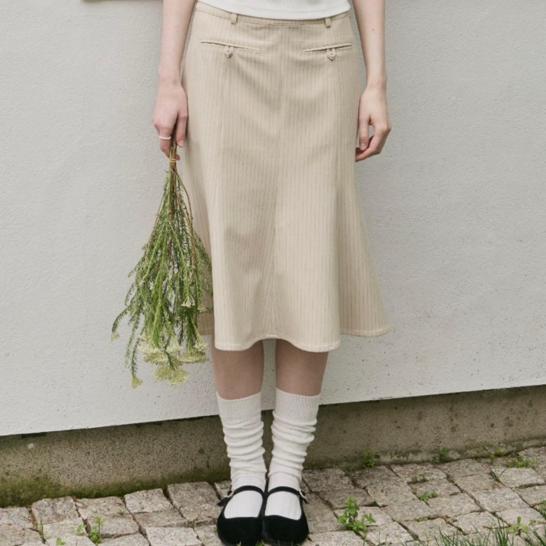 スカート GIUNON midi pocket stripe skirt