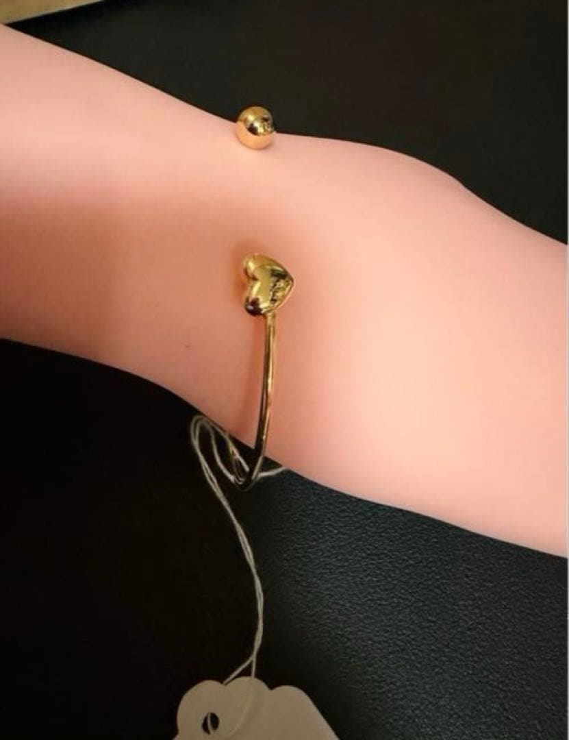 K18　ハート/ボール　バングル　ブレスレット ゴールド バングル